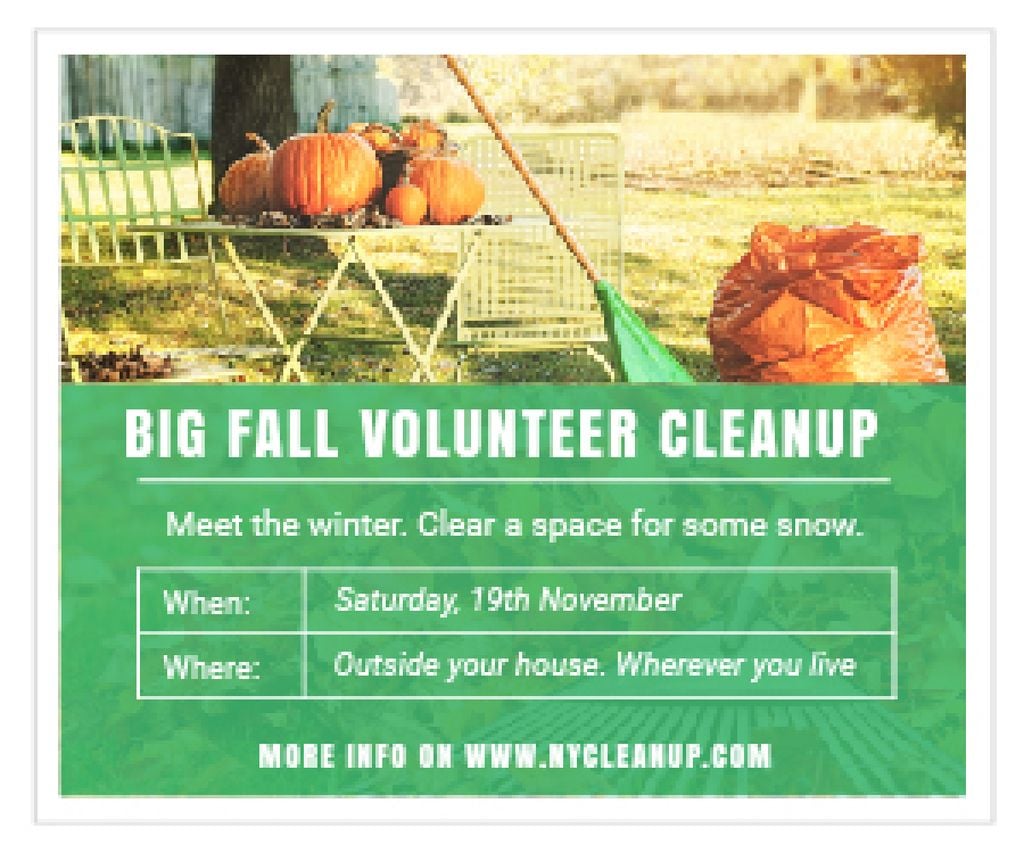 Big fall volunteer cleanup Medium Rectangle Design Template