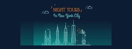 Modèle de visuel New York Night Futuristic City Lights - Facebook Video cover