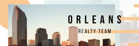 Real Estate Ad with Orleans Modern Buildings Email header Modelo de Design