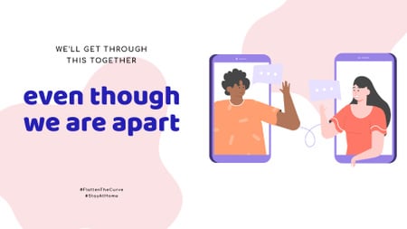 #StayAtHome Social Distancing People connecting by Phone Full HD video Šablona návrhu