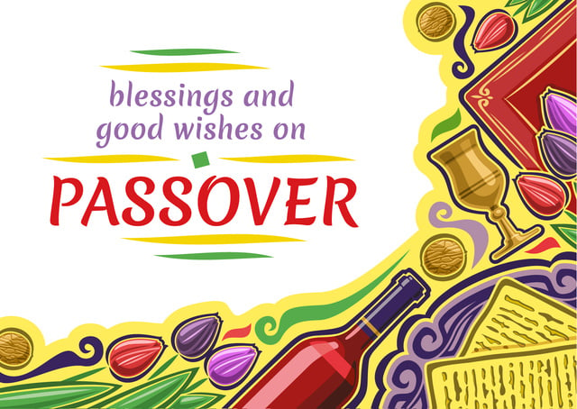 Happy Passover Holiday Greeting Postcardデザインテンプレート