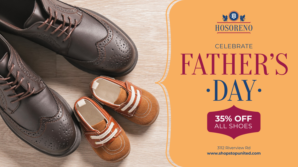Father's Day Sale Male Shoes with Baby Booties FB event cover Design Template