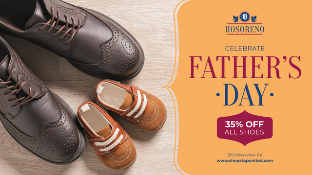 Father's Day Sale Male Shoes with Baby Booties FB event coverデザインテンプレート