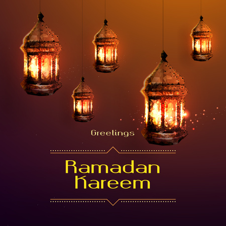 Ramadan Kareem Greeting Golden Lanterns Instagram Design Template