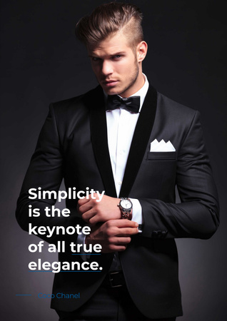 Elegance Quote with Man in Formal Wear Poster Modelo de Design