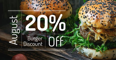 Template di design Burger discount Offer with two Tasty Burgers Facebook AD
