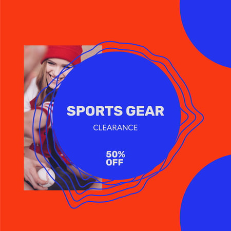 Sport gear Sale with Woman playing Baseball Instagram Design Template