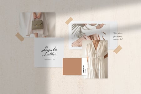 Stylish Girl in linen clothes Mood Board Design Template