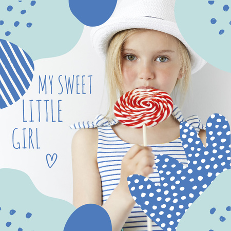 Little girl holding Lollipop Instagram Design Template