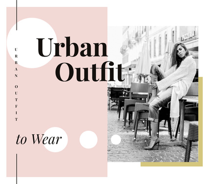 Outfit Trends Woman in Winter Clothes in City Facebook Design Template