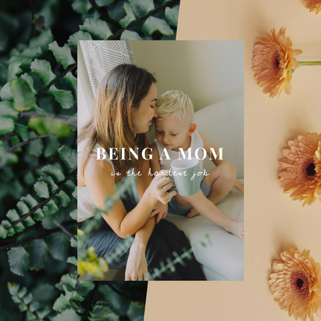 Mother's Day Greeting with Child and Loving Mom Animated Post Design Template
