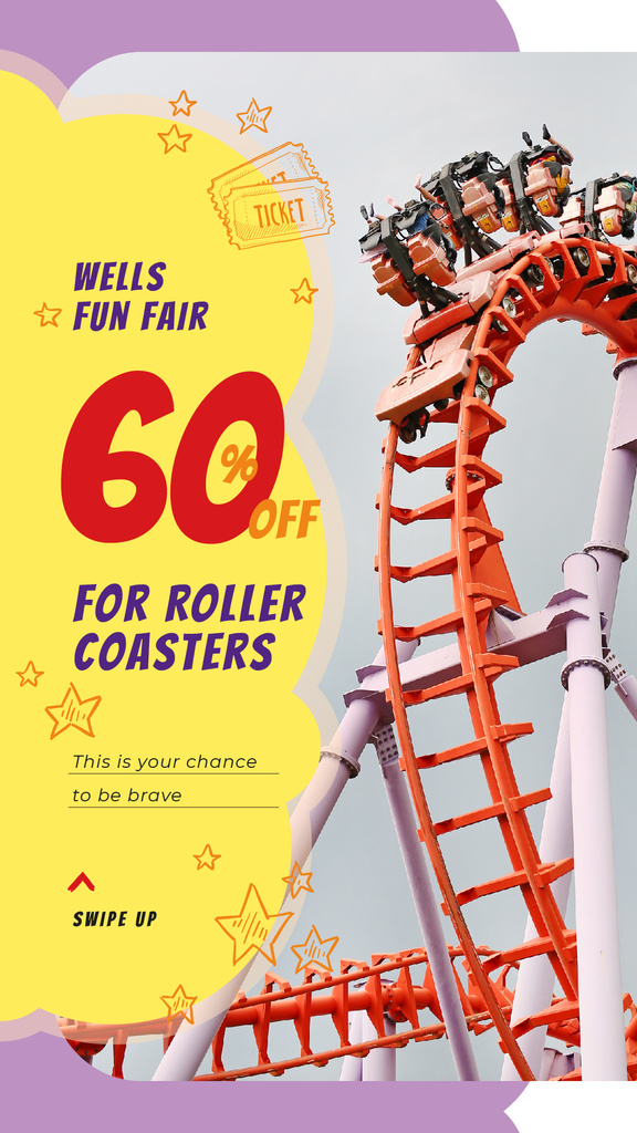 Roller coaster in Amusement Park Instagram Story Modelo de Design