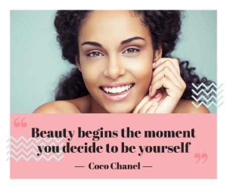 Ontwerpsjabloon van Medium Rectangle van Beautiful young woman with inspirational quote from Coco Chanel