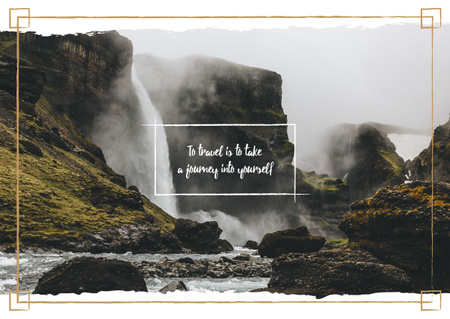 Scenic waterfall in mountains Postcard Modelo de Design