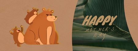 Designvorlage Mom bear with little cubs on Mother's Day für Facebook Video cover