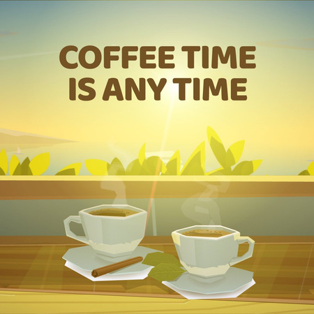 Two cups of coffee by window Animated Post Šablona návrhu