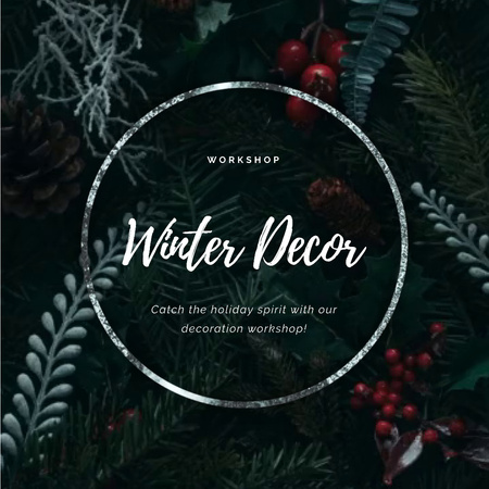 Platilla de diseño Christmas Decoration Wreath with Cones and Berries Animated Post