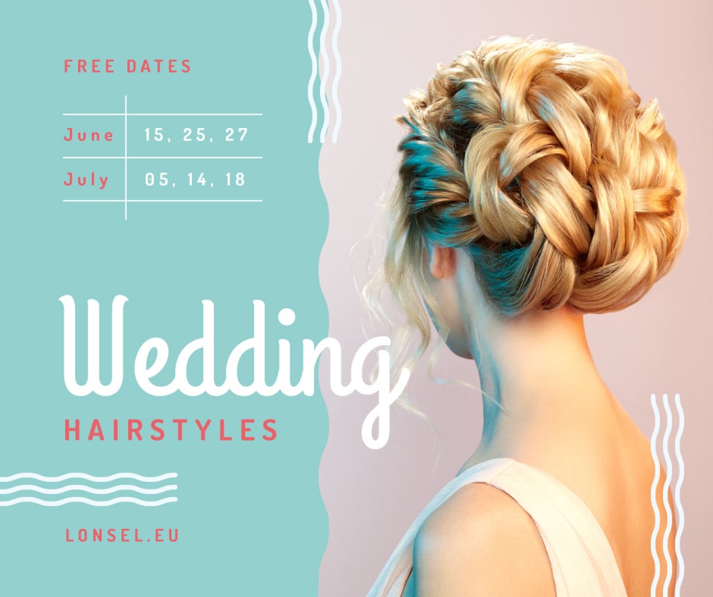 Wedding Hairstyles Offer with Bride with Braided Hair Facebook Design Template