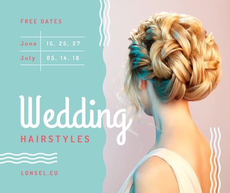 Designvorlage Wedding Hairstyles Offer with Bride with Braided Hair für Facebook