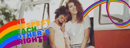 Plantilla de diseño de Pride Month Celebration Two Smiling Girls Facebook Video cover 