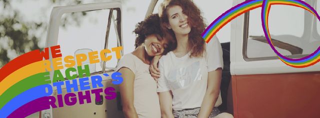 Pride Month Celebration Two Smiling Girls Facebook Video cover Modelo de Design