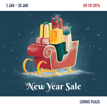 New Year Sale Gifts in Sleigh Instagramデザインテンプレート