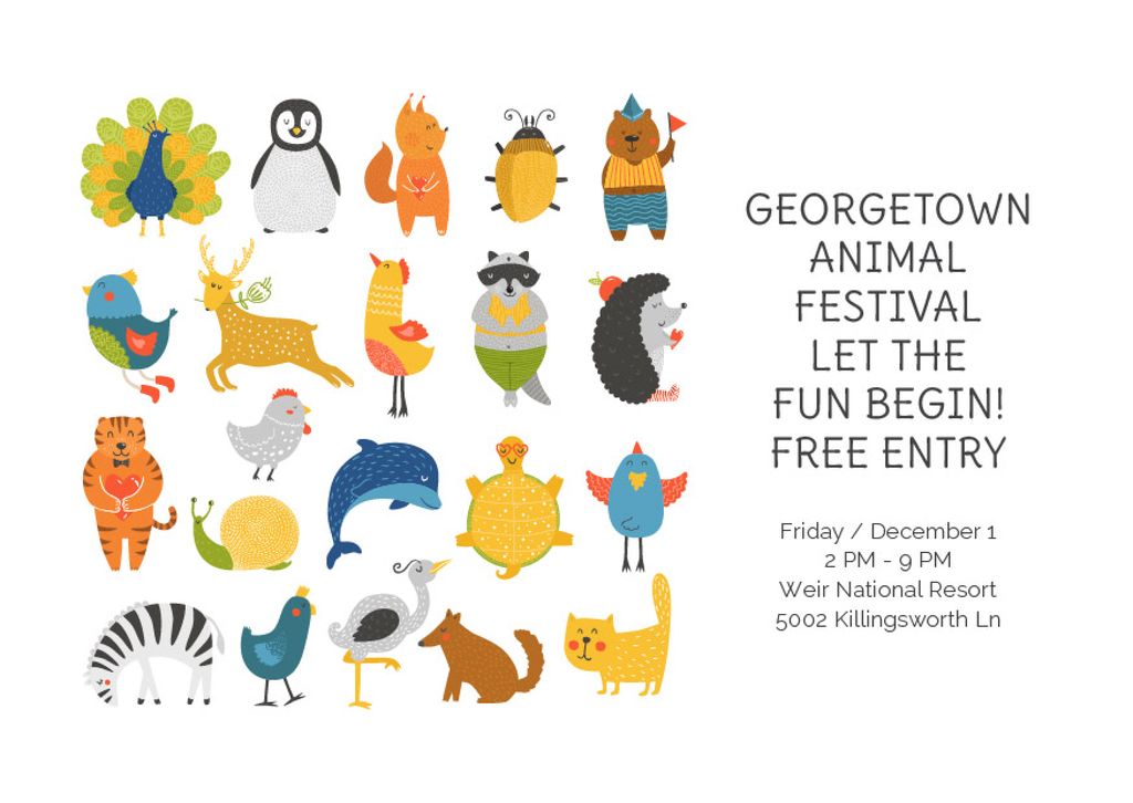 Modèle de visuel Georgetown Animal Festival - Postcard