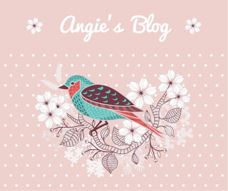 Blog Illustration Cute Bird on Pink Facebook Design Template