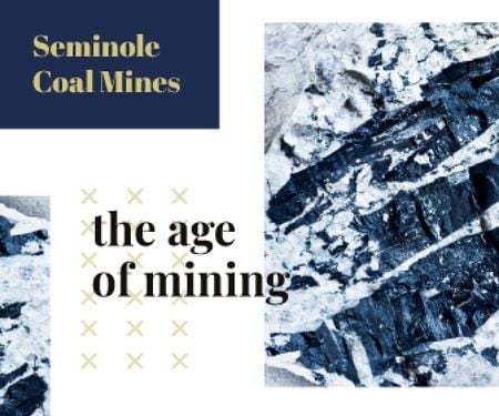 Mining Industry Black Coal Pieces Large Rectangle Πρότυπο σχεδίασης