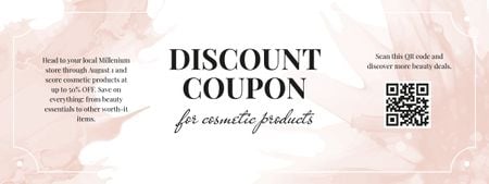 Cosmetics Products Discount Offer on Watercolor Background Coupon Design Template