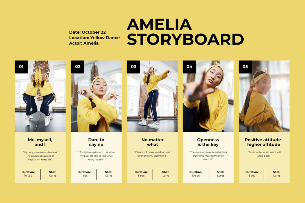 Template di design Girl Dancing in studio Storyboard