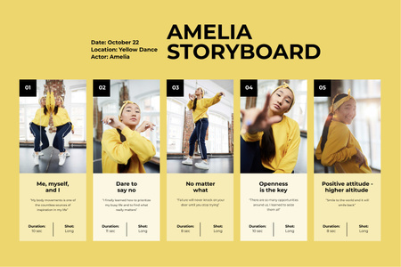 κορίτσι που χορεύει στο στούντιο Storyboard Πρότυπο σχεδίασης