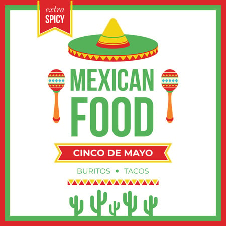 Mexican food on Cinco de Mayo holiday Instagram AD Design Template