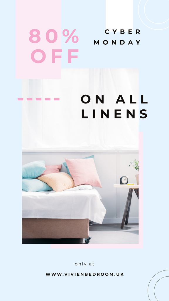 Plantilla de diseño de Cyber Monday Sale of All Linen Instagram Story 