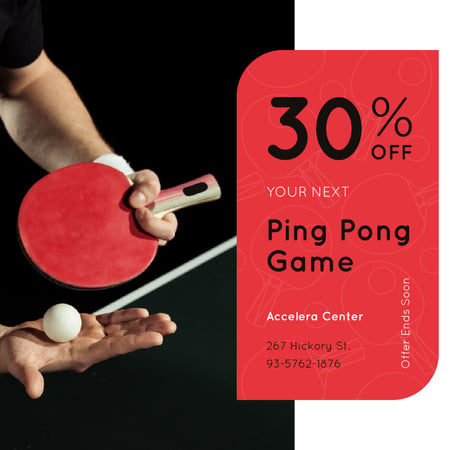 Ping Pong game Offer Player with Racket Instagram Design Template
