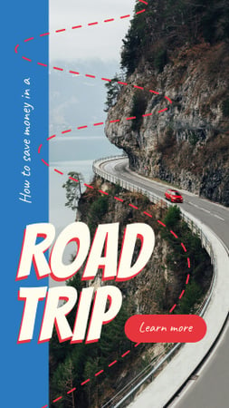 Red car on mountain road Instagram Story Design Template