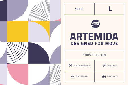 Platilla de diseño Clothing care info on colorful pattern Label