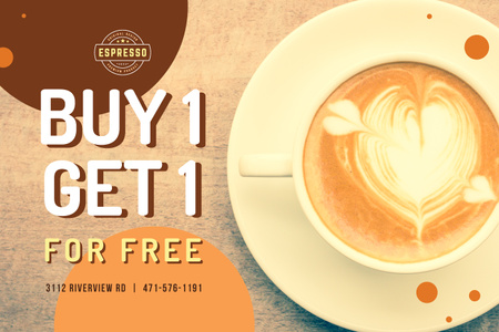 Template di design Discount Offer Cup with Latte Art Gift Certificate