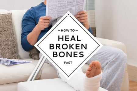 Man with broken bones sitting on sofa Gift Certificate Design Template