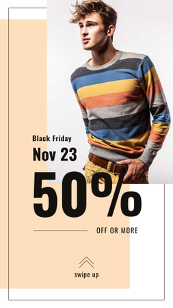 Platilla de diseño Black Friday Sale Handsome man in casual clothes Instagram Story