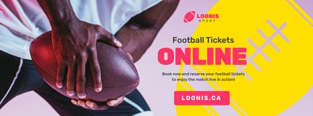 Match Tickets Ad with Rugby Player with Ball Facebook cover Design Template