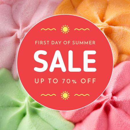Designvorlage First day of Summer with Colorful sweet ice cream für Instagram