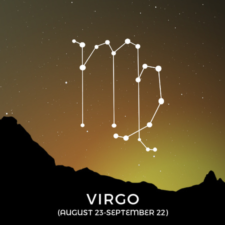 Night Sky with Virgo Constellation Animated Post Design Template