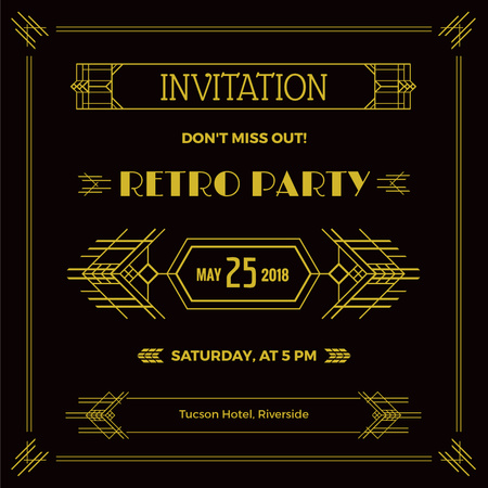 Retro party Invitation Instagram tervezősablon