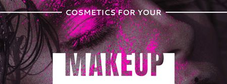 Cosmetics Offer with Girl in Pink Eyeshadow Facebook cover Design Template