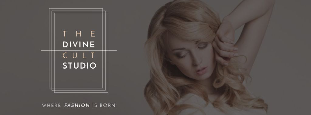 Beauty Studio Ad with Attractive Blonde Facebook cover Design Template