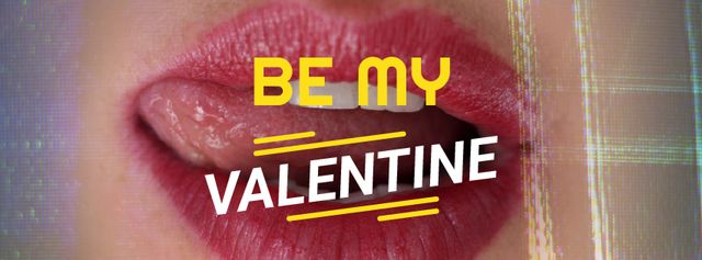 Valentine's Card with Sexy Woman licking her lips Facebook Video cover Tasarım Şablonu