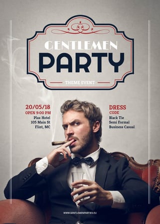 Gentlemen party invitation with Stylish Man Flayer Design Template