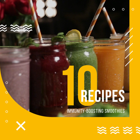 Platilla de diseño Healthy Drinks Recipes Jars with Smoothies Animated Post