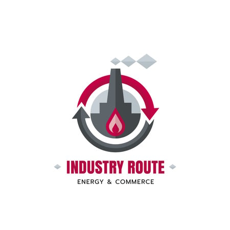 Ipari társaság növényekkel és kéményekkel Logo tervezősablon